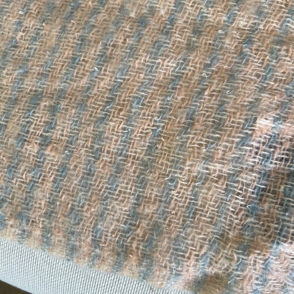 MOHAIR OF TEXAS Throw BLANKET Ol Sonora Trading Co. 62" X 48" Vintage Pink Blue
